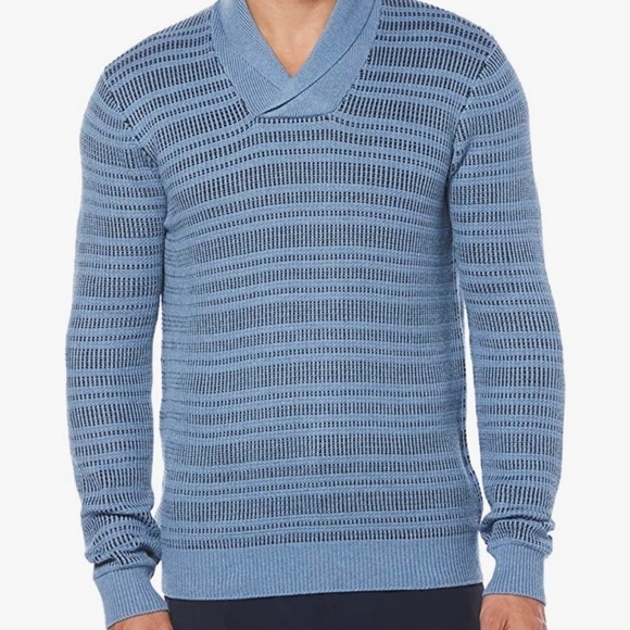 Perry Ellis Men's Marled Shawl Striped Sweater. Size Large - Picture 1 of 7